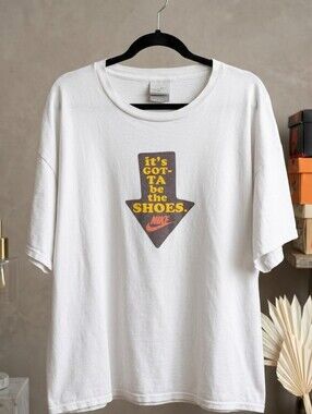 Vintage Nike White Graphic T-Shirt It's Gotta Be The Shoes Unisex Retro Y2k